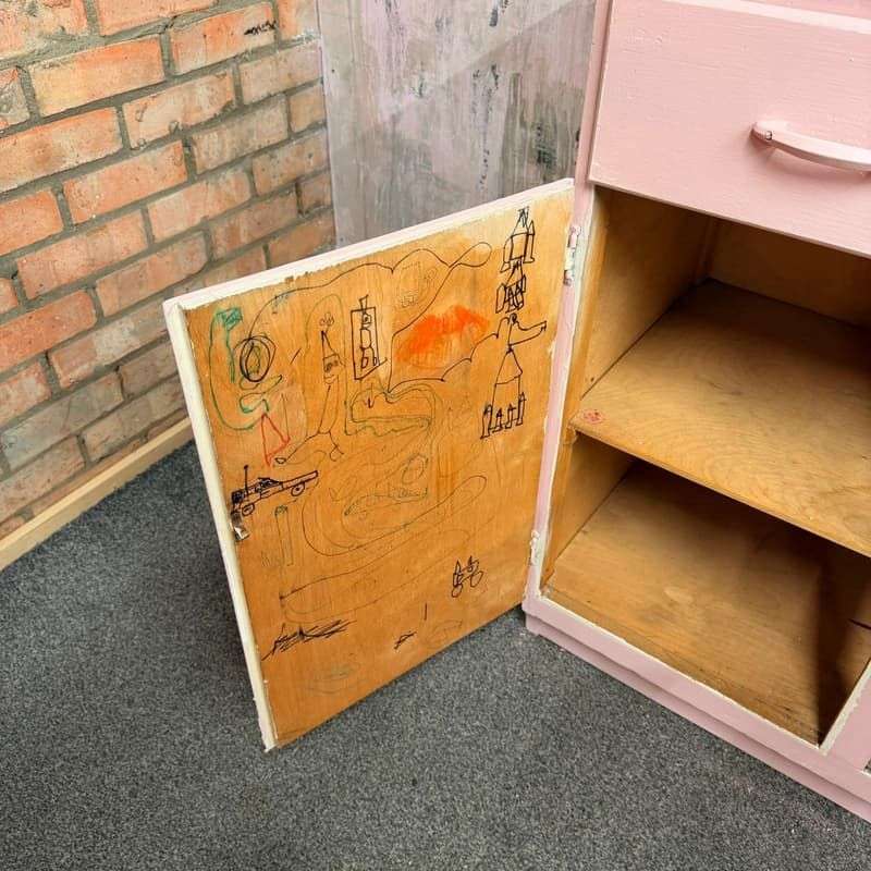 Vintage Retro Painted Kitchen Double Cupboard 2 Drawers Distressed Shabby Chic