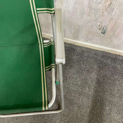 Vintage Retro Aluminium Framed Garden Chair Green Fabric