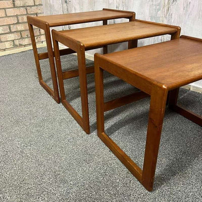 Mid Century Nest 3 Tables G Plan Style Rectangular Legs Danish Design