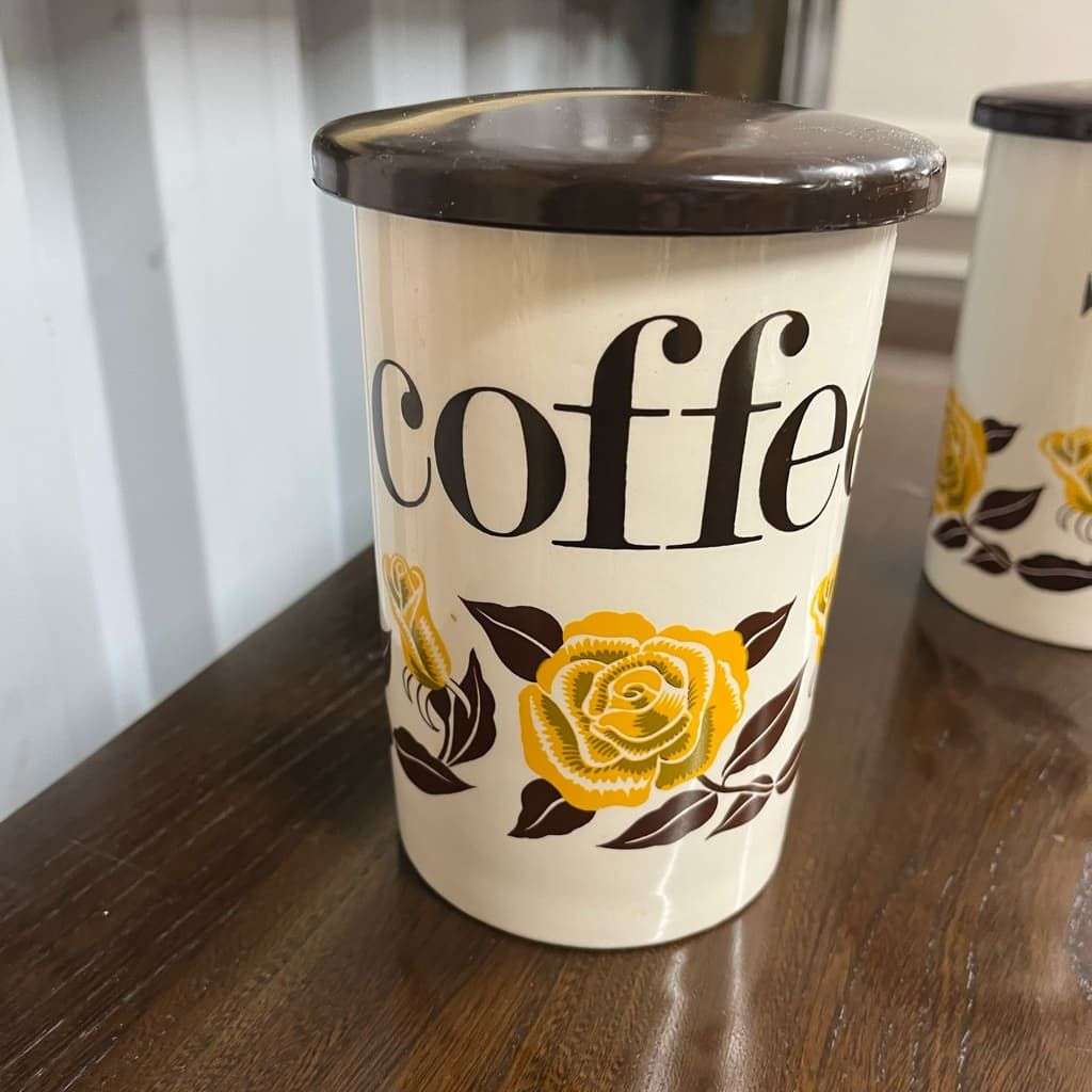 Vintage Crown Devon Coffee &amp; Sugar Ceramic Canisters Kitchen Storage