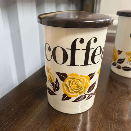 Vintage Crown Devon Coffee &amp; Sugar Ceramic Canisters Kitchen Storage