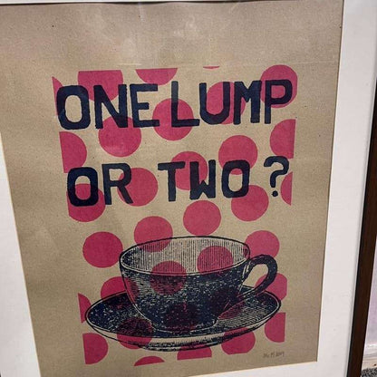 Pair Dark Framed Prints Mr PS 2009 Coffee Shop Tea Room Teapot Cup &amp; Saucer