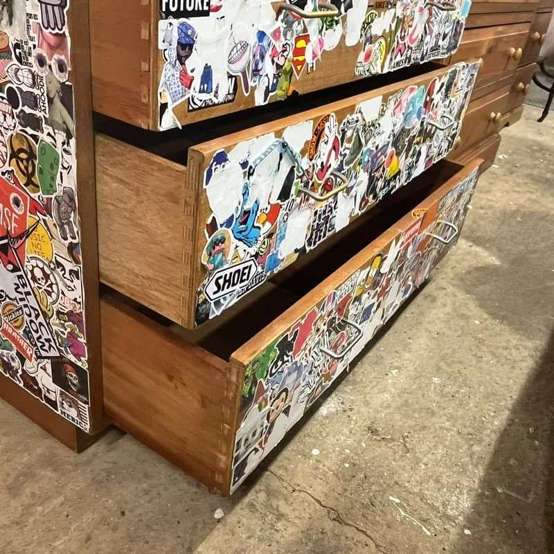 Vintage 1960's Army Issue Chest Of 2 Over 3 Drawers Formica Top Metal Handles