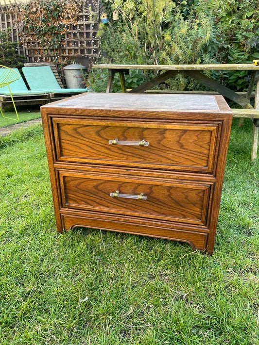 Glenn of California Mid Century Vintage 2 Drawer Nightstand Cabinet Vintage Rare