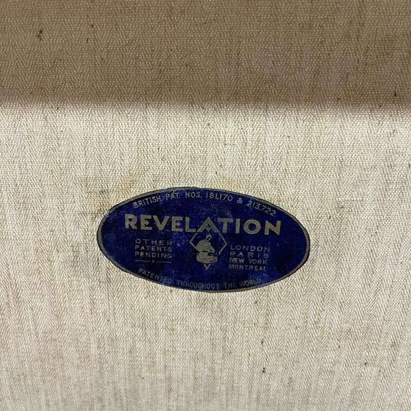 Vintage Revelation Brown Suitcase Leather Corners &amp; Handle Metal Clasps