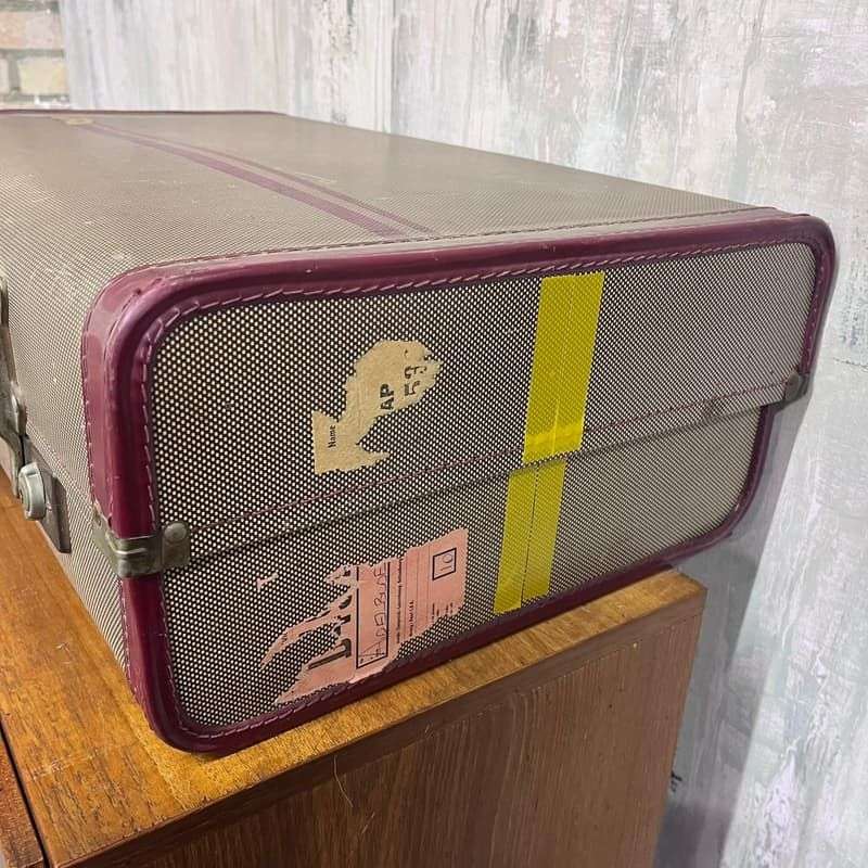 Vintage Suitcase Burgundy Trim And Handle Luggage Prop Retail