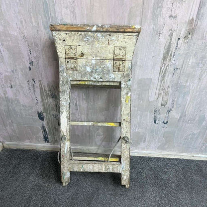 Vintage Painted Stepladder 3 Treads Platform Home Retail Prop