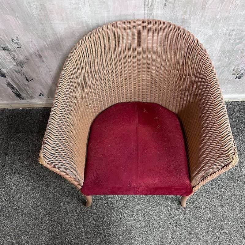 Vintage Lloyd Loom Lusty Chair Upholstered Seat Lounge Conservatory