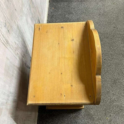 Solid Pine Bedside Of 3 Drawers Scalloped Backboard Knob Handles