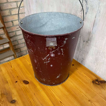 Vintage Large Elsan Bucket With Handle Dark Red Planter Fire Bucket