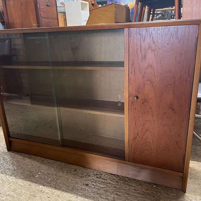Mid Century Glazed Bookcase Herbert Gibbs Side Cabinet Retro Teak