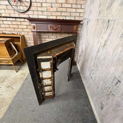 Vintage Cast Iron Tiled Fire Surround Floral Pattern Ornate Design Heavy