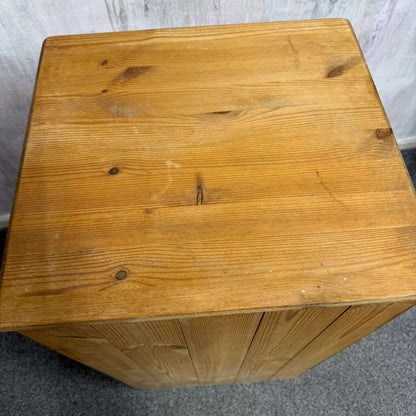 Pine Side Pot Cupboard Single Drawer Over Cupboard Knob Handles Scalloped Edge