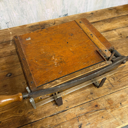 Antique Wooden Paper Tabletop Guillotine by Alfred Gilbert Ruler