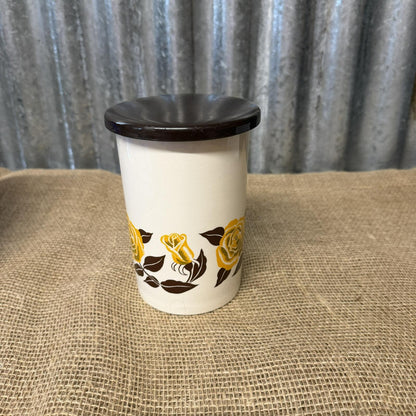 Vintage Crown Devon Coffee Storage Jar Mid Century Rose Design Kitchenalia