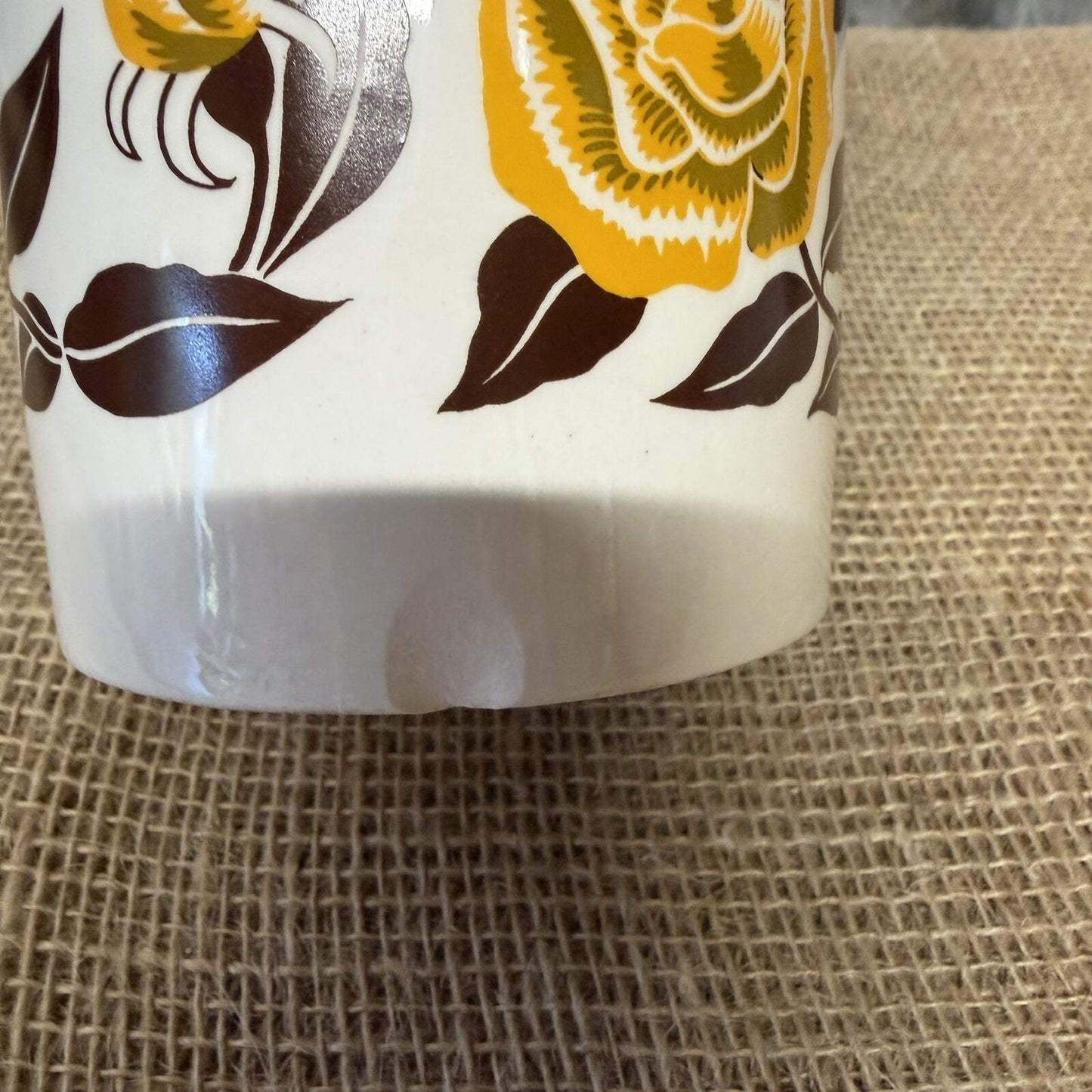 Vintage Crown Devon Coffee Storage Jar Mid Century Rose Design Kitchenalia
