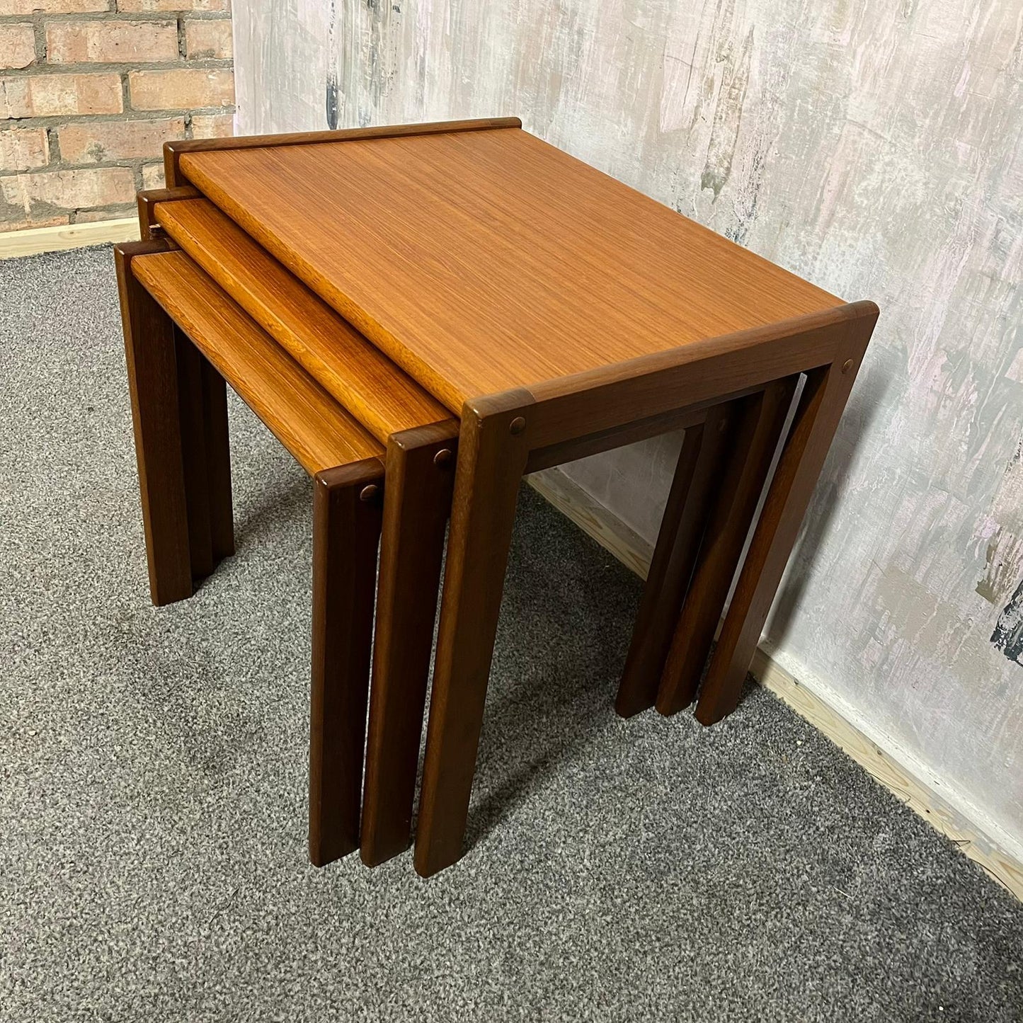 Danish Nest Of Tables BRDR Furbo Spottrup Mid Century Teak Side Tables Vintage