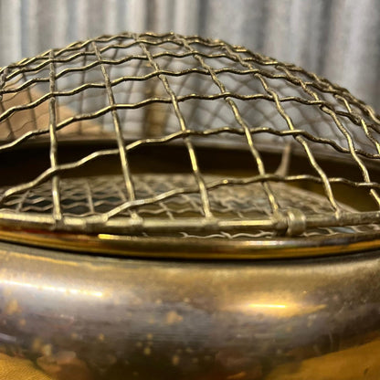Vintage Brass Effect Possibly Copper Circular Posy Bowl Flower Display Mesh Top