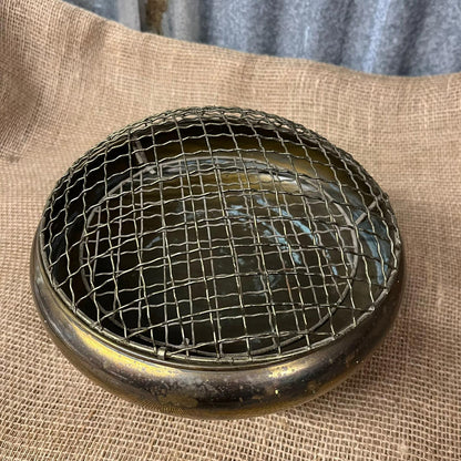 Vintage Brass Effect Possibly Copper Circular Posy Bowl Flower Display Mesh Top