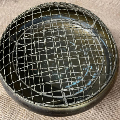 Vintage Brass Effect Possibly Copper Circular Posy Bowl Flower Display Mesh Top