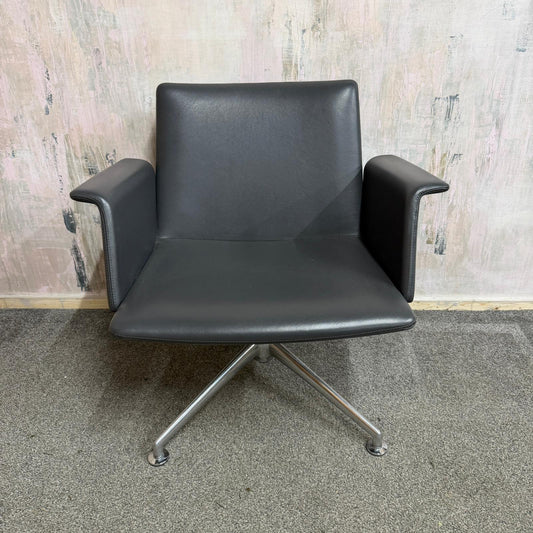 Brunner Model 6684 Office Conference Dining Chair Dark Grey On Chrome Star Base