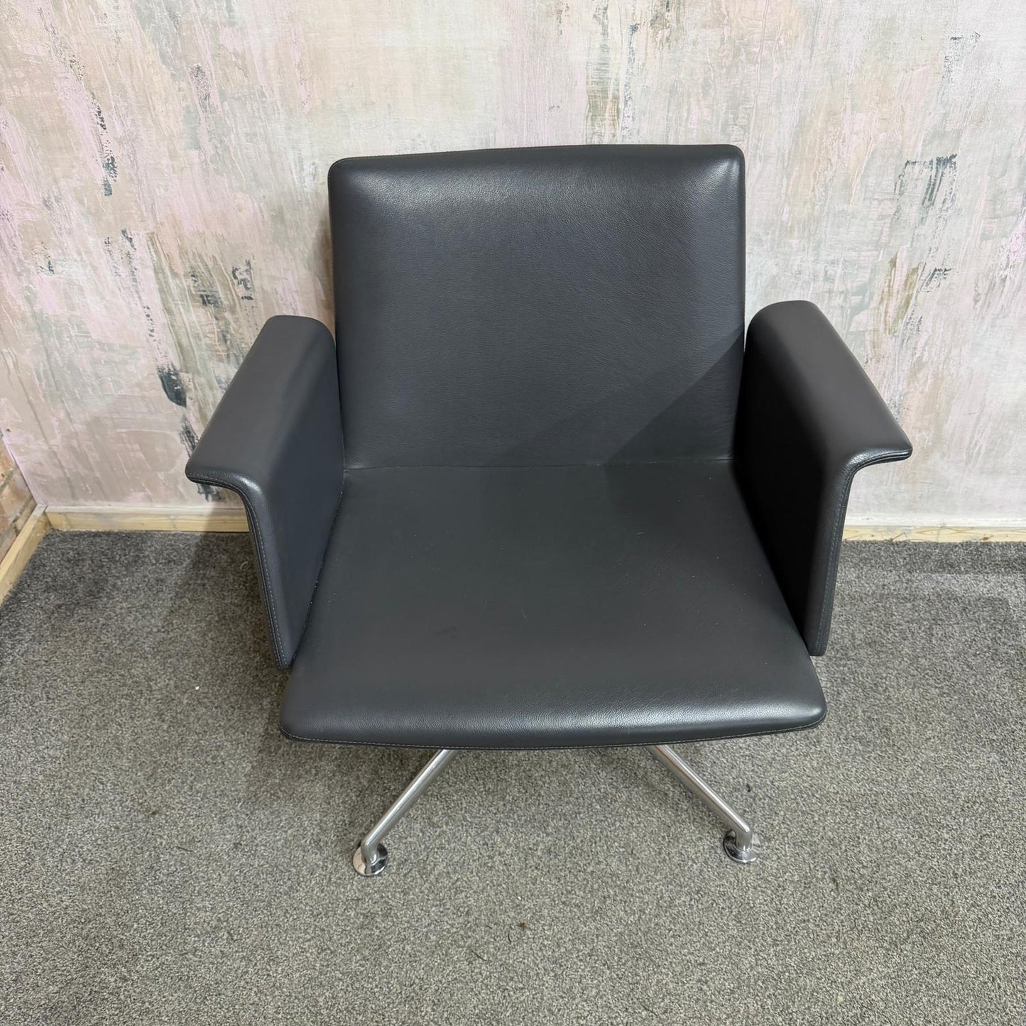 Brunner Model 6684 Office Conference Dining Chair Dark Grey On Chrome Star Base