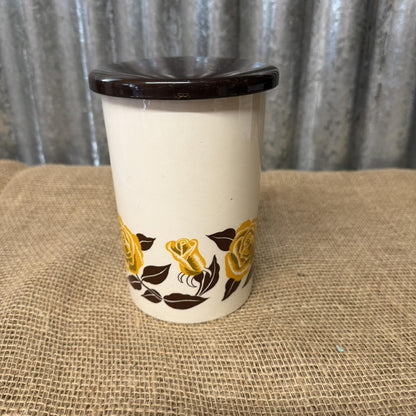 Vintage Crown Devon Sugar Storage Jar Mid Century VGC Rose Design Kitchenalia