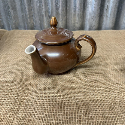 Vintage 1960s Pillivuyt French Drip Coffee Pot Glazed Brown Lustre Side Spout