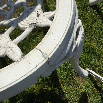 3 Piece Cast Aluminium White Bistro Set Table 2 Chairs Great Patina Rose Design