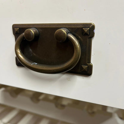 Solid Wood Console Table With Wine Rack Shelf & 2 Drawers Brass Effect Handles