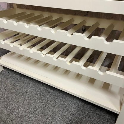 Solid Wood Console Table With Wine Rack Shelf & 2 Drawers Brass Effect Handles