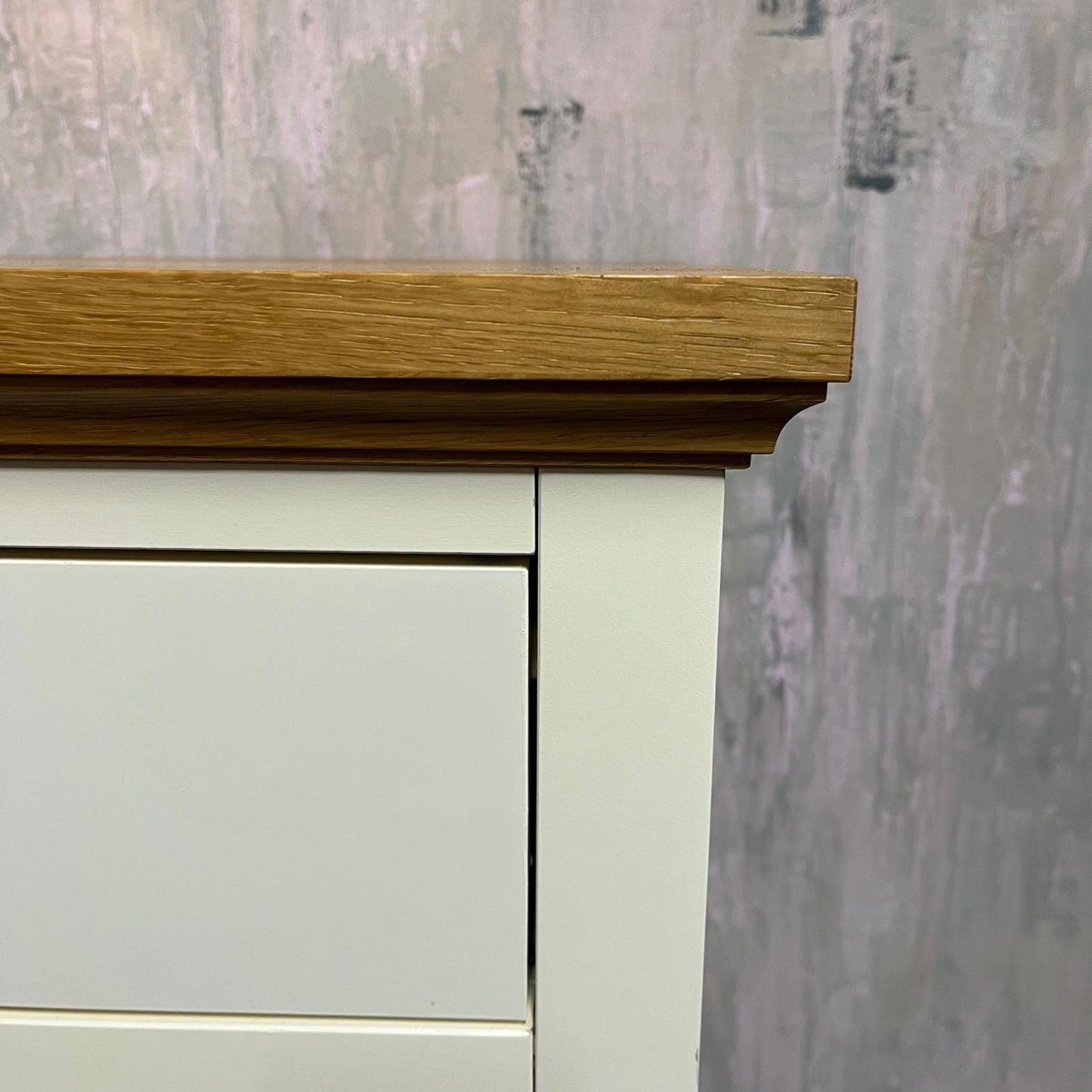 Solid Wood Console Table With Wine Rack Shelf & 2 Drawers Brass Effect Handles