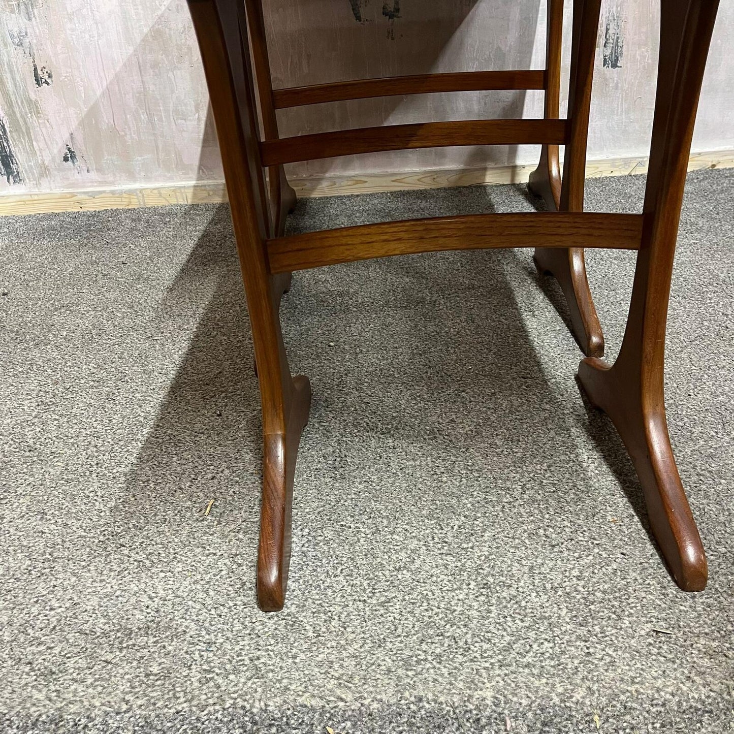 Mid Century Set Of 3 1960s/70s Teak Crossbanded Nest Of Tables Danish Style