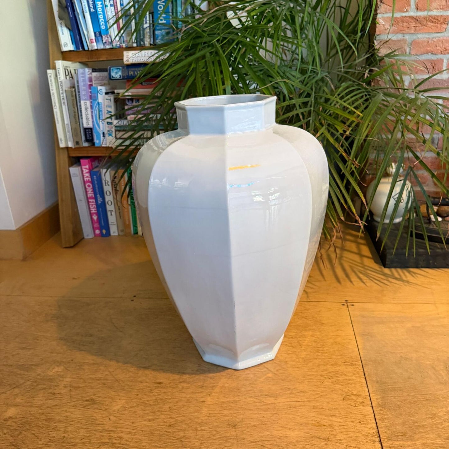 Porcelain Octagonal Beaker Vase Reproduction by De Gournay In Blanc De Chine