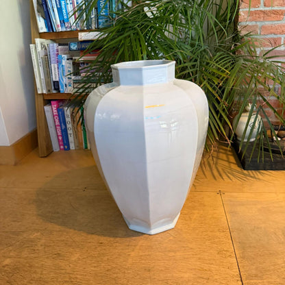 Porcelain Octagonal Beaker Vase Reproduction by De Gournay In Blanc De Chine