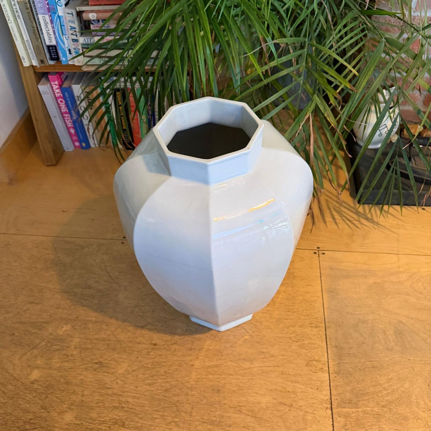 Porcelain Octagonal Beaker Vase Reproduction by De Gournay In Blanc De Chine