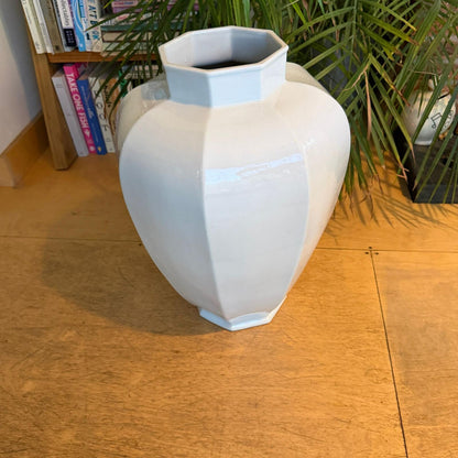 Porcelain Octagonal Beaker Vase Reproduction by De Gournay In Blanc De Chine