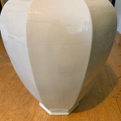 Porcelain Octagonal Beaker Vase Reproduction by De Gournay In Blanc De Chine