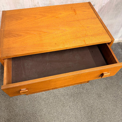 Danish Domino Mobelfabrik Low Chest of 4 Drawers Mid Century Square Pulls Plinth