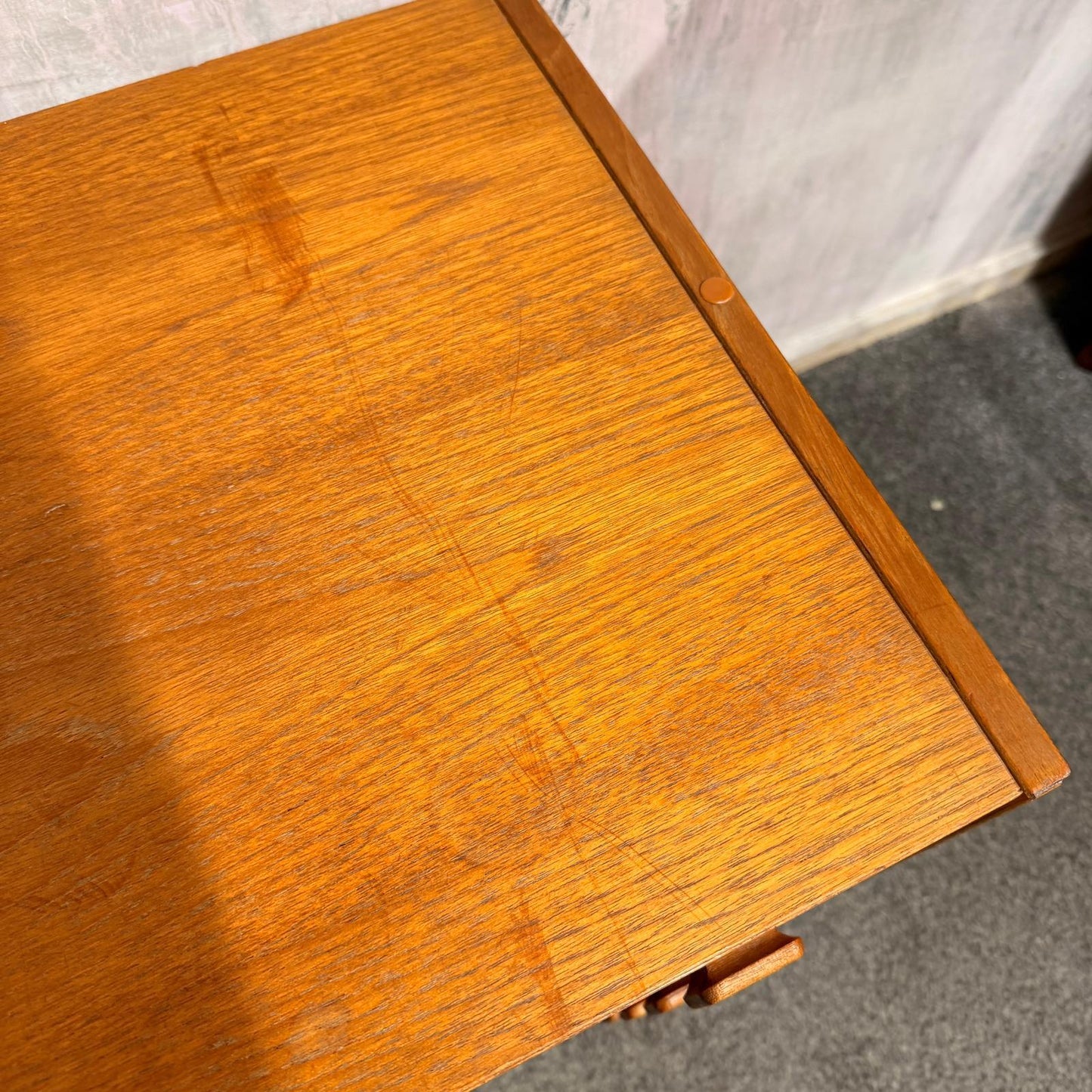 Danish Domino Mobelfabrik Low Chest of 4 Drawers Mid Century Square Pulls Plinth