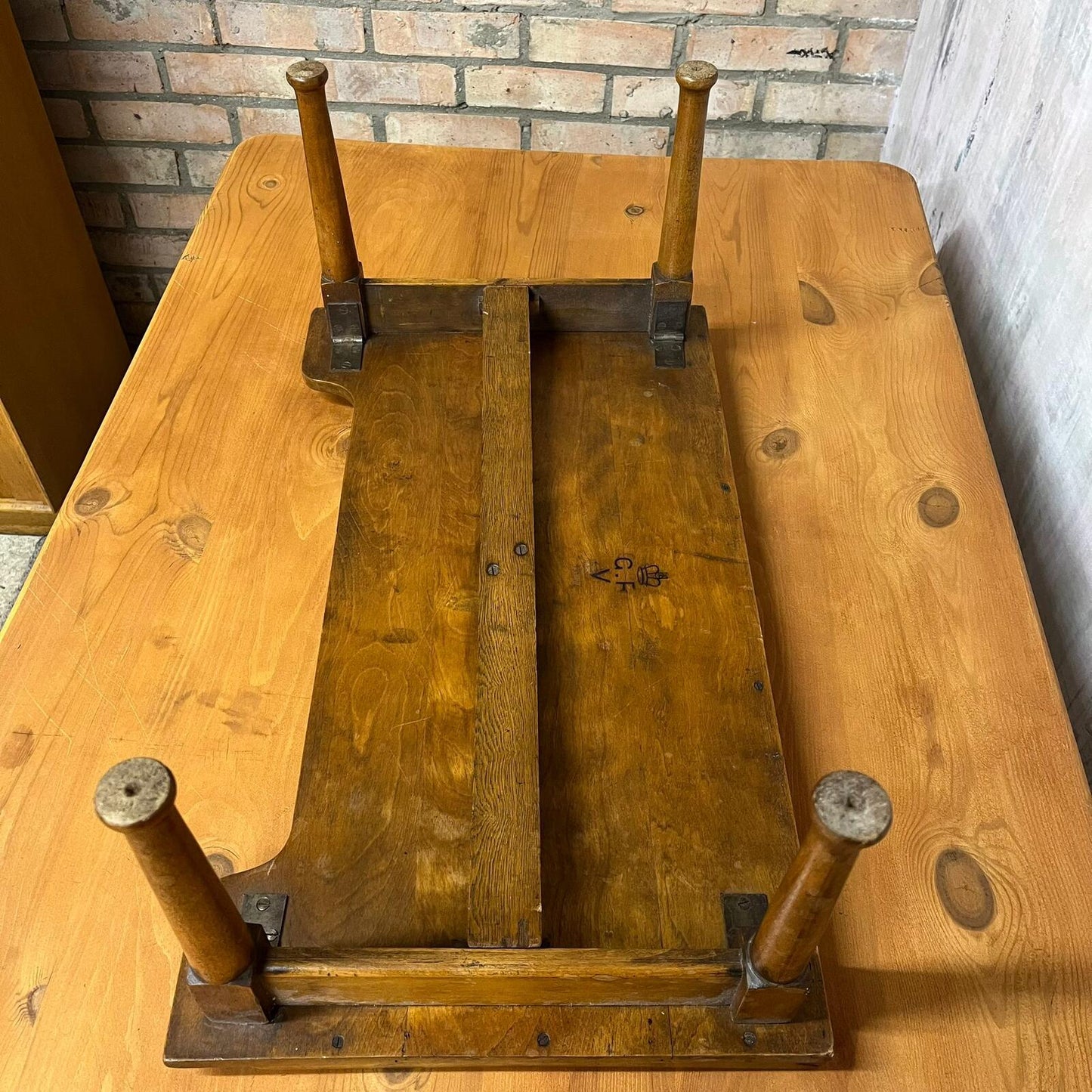 Antique Edwardian Beech Bed Tray Shaped Front Ball Feet