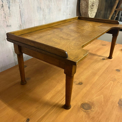 Antique Edwardian Beech Bed Tray Shaped Front Ball Feet