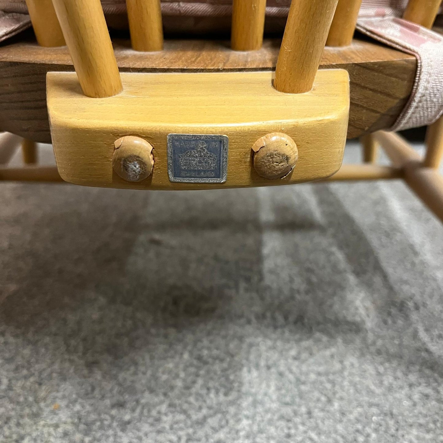 Vintage Ercol Model 305 Windsor Armchair Solid Elm Seat Beech Back Blue Label