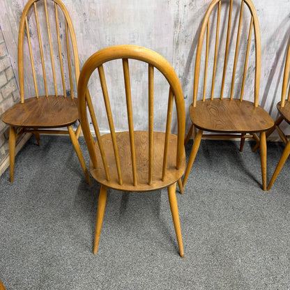 4 Ercol Quaker Dining Chairs Blue Label Mid Century