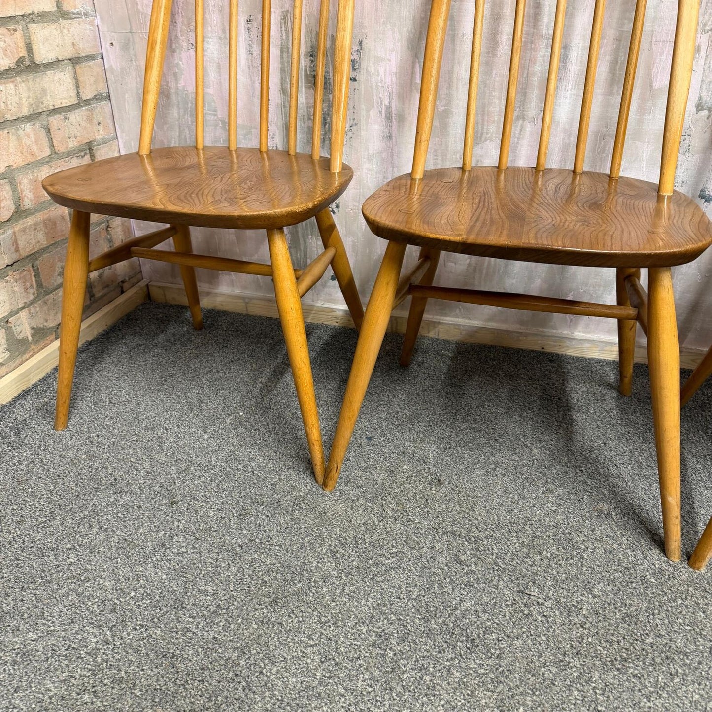 4 Ercol Quaker Dining Chairs Blue Label Mid Century