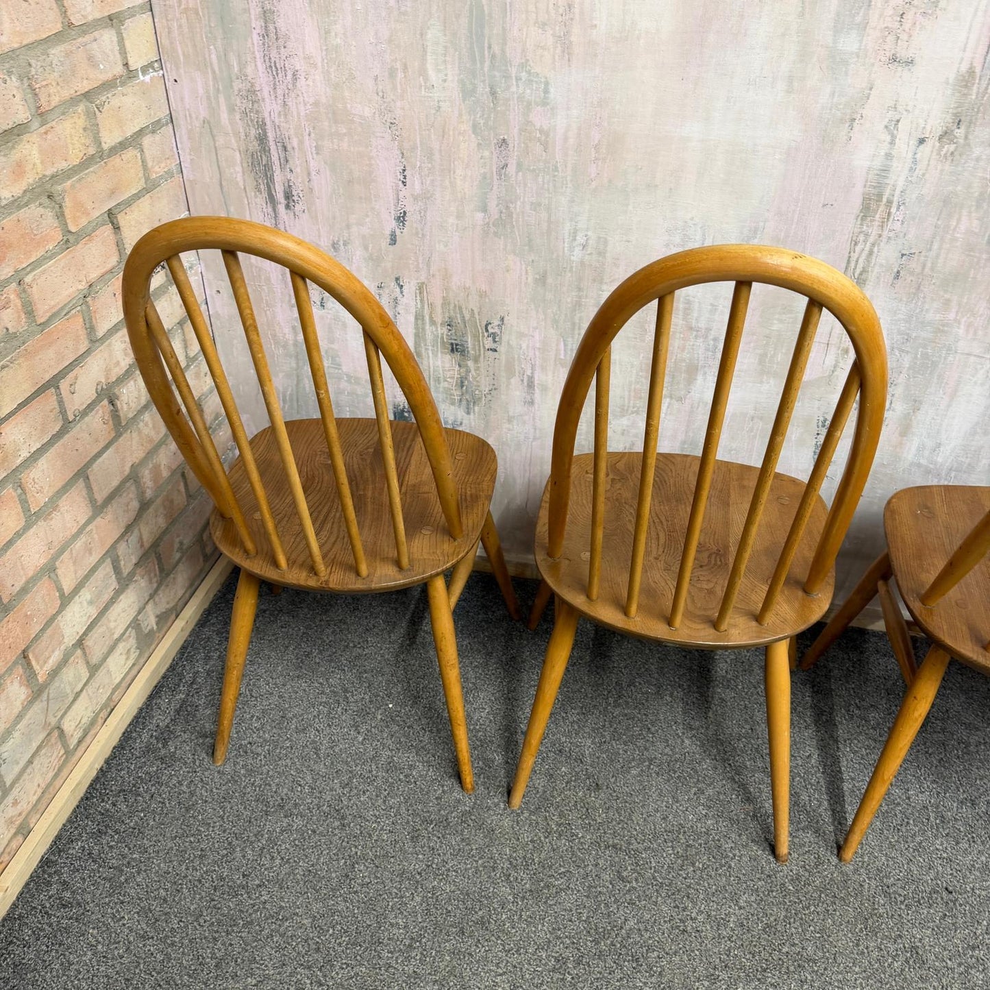 4 Ercol Quaker Dining Chairs Blue Label Mid Century
