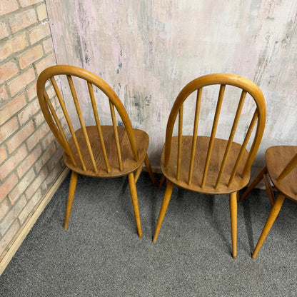 4 Ercol Quaker Dining Chairs Blue Label Mid Century