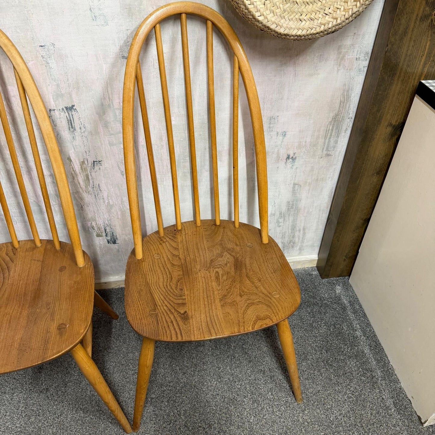4 Ercol Quaker Dining Chairs Blue Label Mid Century