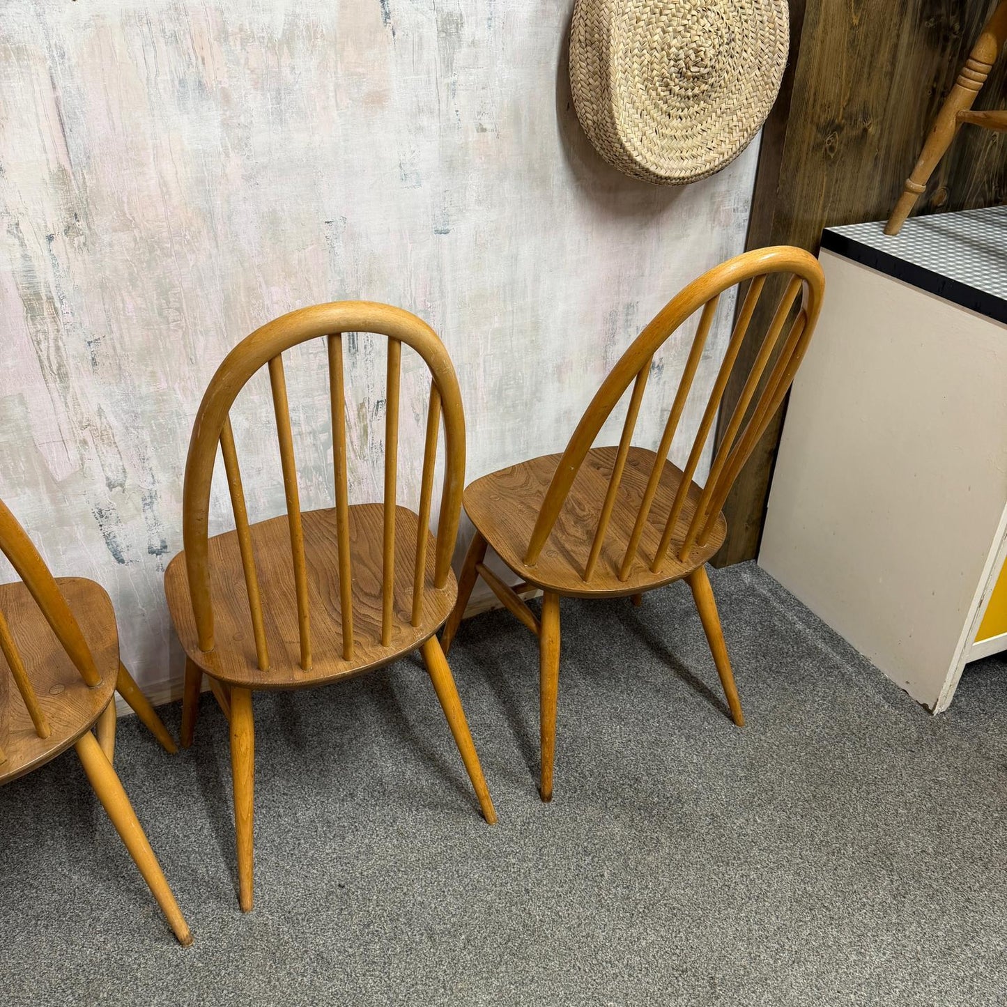 4 Ercol Quaker Dining Chairs Blue Label Mid Century