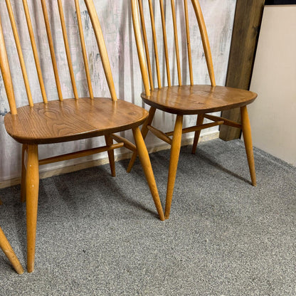 4 Ercol Quaker Dining Chairs Blue Label Mid Century